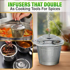 Set of 1 Large Tea Infuser, 2 Small Infuzers & Scoop With Bag Clip - Stainless Steel Infuser for Loose Leaf Tea Steeper Tea Strainers for Loose Tea Diffusers for Loose Tea - Loose Leaf Tea Infuser