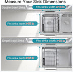 Dish Drying Rack Over the Sink In Stainless Steel Black Expandable Drainer for Small Kitchen, Counter Space Saving Compact Inside Sink Plate Dryer, Adjustable Hanging Metal Wire Strainer Drain Holder
