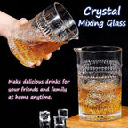 Gusnilo Cocktail Stirring Glasses for Whiskey Cocktail Mixing Glass 24oz Mixing Glass Mixing for Stirring Drinks,Old Fashioned Crystal Bar mixing Glass 710ml Cocktail Stirring Glasses 2PCS