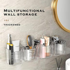 4 Pack Acrylic Wall Mount Organizer, Adhesive Cabinet Door Storage Bins, Clear Makeup Containers, Stackable Organizer Basket for Kitchen, Bathroom, Cabinet, Pantry, Office