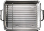 Tramontina 13.5-Inch Stainless Steel Roasting Pan with Rack, Turkey Roaster for Oven, Dishwasher Safe, Made in Brazil
