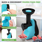 NutriChef Electric Frozen Fruit Dessert Maker - Fruit Sorbet Machine - Make Ice Cream, Dessert, Gelato, Smoothies, Slushies & Frozen Yogurt - Includes Food Plunger & Recipe Book - Blue