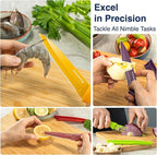 Gourmetop Paring Knife with Cover, Paring Knives Set of 4, 3.8" Paring Knife Set of Premium Stainless Steel, Small Kitchen Knife Set for Fruit and Vegetable, Ergonomic Knife Handles for Versatility