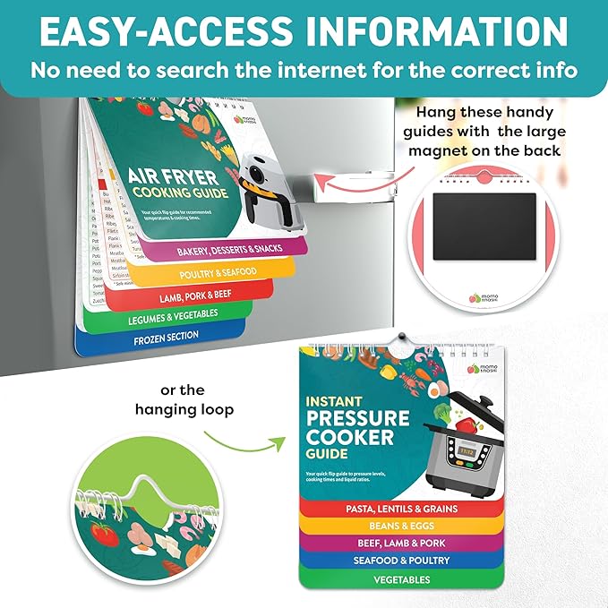 Air Fryer & Instant Pot Magnetic Cooking Guides - 7" x 6" Each - Set of 2 Instant Pot Air Fryer Accessories Cook Books - Airfryer Kitchen Accessories & Kitchen Gadgets 2026