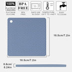4 Pack Silicone Trivet Mat, Silicone Trivets for Hot Pots and Pans, Non-Slip & Heat Resistant Silicone Hot Pad for Kitchen Counter Mat Set, Soft Drying Mat, Jar Opener and Coasters, Square, Blue