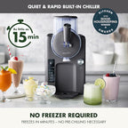 GreenPan Frost Ice Cream Maker & Slushie Machine, Soft Serve, Sorbet, Margaritas, Milkshakes, Frozen Yogurt, No Pre-Freezing, Ready in 15 Mins, 6 Modes, 7 Textures, Self-Cleaning, Family Size, Gray