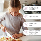 Zulay 3-Piece Kids Knife Set for Real Cooking & Baking - Toddler Knives for Cutting Fruits, Veggies, & Cake - Children’s Montessori Knife with Serrated Edges - Safe & Fun Lettuce Knife (Pink)