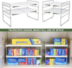 Pantry Organization and Storage for Kitchen - Expandable Kitchen Wrap Box Organizer Rack, Foil Organizer for Cabinet & Counter, Height & Width Adjustable Cupboard Storage Rack - (3 Tier 9.8 to 15.6"L)
