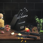 McCook® Knife Sets,German Stainless Steel Knife Block Sets with Built-in Sharpener, Black (Pack of 2)