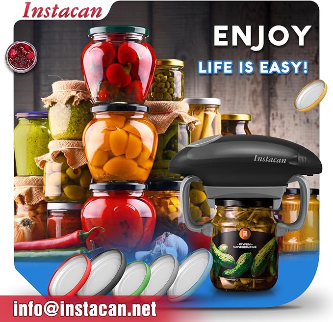 INSTACAN Higher Torque and One Touch Electric Jar Opener Easy Remove Almost Size Lid with Auto-Off, Powerful Bottle Opener for Arthritic Hands, Automatic Jar Opener for Weak Hands and Seniors (Black)