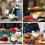 Luvan 4Pcs 14.2oz Butter Warmers for Seafood, Butter Melter with Stands and 20Pcs Tealight Candles,Ceramic Butter Warmer Set for Lobster, Personal Fondue Set Melted Butter Cups for Seafood, Fondue