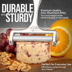 Zulay Kitchen Stainless Steel Wire Cheese Slicer - Adjustable Hand Held Cheese Cutter with 2 Extra Wires - Premium Cheese Shaver for Mozzarella, Cheddar, Gruyere - Cheese Cutter with Wire (Silver)