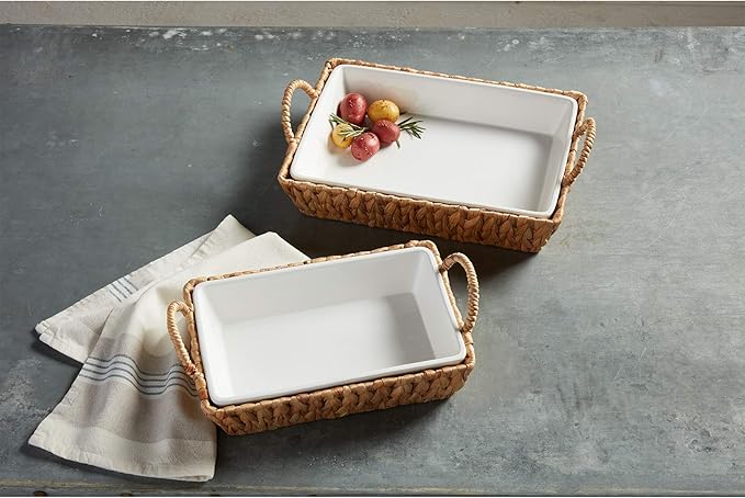Mud Pie Hyacinth Basket Set, small baker 7" x 11" | large baker 13" x 18 1/2"