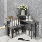 Homode Kitchen Countertop Organizer, 3 Tier Corner Shelf Bathroom Counter Organizer, Wooden Counter Shelf Stand Space Saver, Easy Assembly, Rustic Grey