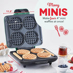 Dash Multi Mini Waffle Maker- Quad Waffle Maker for Family Breakfasts - Dual Nonstick Heating Plates & Easy-Release Surface - Compact & Fast-Heating - Aqua