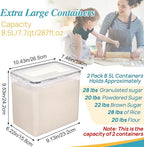 Vtopmart 8.5L 2 Pack Extra Large Flour Sugar Storage Containers for 20lbs flour, Airtight Kitchen Pantry Organization Canisters with Lids for Bulk food, Rice, Baking Supplies, BPA Free, Black