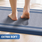KitchenClouds [2 PCS Kitchen Rugs Cushioned Anti-Fatigue Kitchen Mats for Floor Waterproof Kitchen Rug Set Non-Slip Comfort Standing Mat for Office, Sink, Laundry 17.3"×29"+17.3"×47",Blue