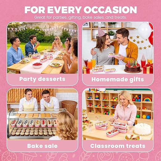 NPLUX 100 Pack Mini Cake Pans with Lids and Spoons Rectangular Aluminum Foil Baking Pans Mini Cheesecake Containers(6.8oz)
