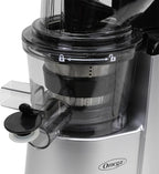 Omega Wide Mouth Juicer Compact Vertical Cold Press Vegetable and Fruit Juice Extractor with 3-Inch Hopper 2-Speed Slow Juicing with Space Saving Design, 120-Watts, Black