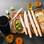 Kitchen Knife Set with Block, 6-Piece Non-stick Stainless Steel Sharp Knives Set for Precision Cutting with Universal Knife Block for Kitchen, Ergonomic Design & Dishwasher Safe, Pink