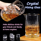 Gusnilo 24 Oz Cocktail Shaker Glasses - 710ml Crystal Bar Mixing Glass Set with Stirring Glasses (2PCS) for Whiskey, Martini, Old Fashioned