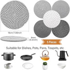 Tidponra Trivet Mats Set for Hot Dishes, 5 Heat Resistant Pot Holders Kitchen Counter, Table, Home Essentials, Anti Stain Hot Pads Plate Mats for Hot pots and Pans, 7 Inches