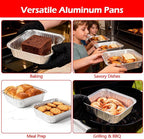 8x8 Aluminum Foil Pans, 20 Pack Disposable Trays Half Size Heavy Duty Tin Pans Deep Food Containers For Cooking, Meal Prep, Baking, Roasting, Chafing, Heating or Steam Table