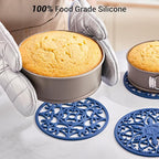 SMARTAKE 6 Set Silicone Trivet Mats, Multi-Use Carved Trivet Mat, Insulated Non-Slip Durable Kitchen Mats, Flexible Modern Kitchen Table Mat, for Hot Dishes, Pots, Dining Countertop, Navy Blue