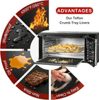 5 Pcs Reusable Air Fryer Crumb Tray Liners Compatible with Gourmia GTF7460 Toaster Oven Air Fryer Combo, Heat Resistant Nonstick Teflon Drip Pan Liners for Gourmia Accessories
