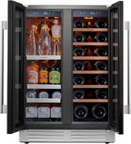 Ca'Lefort 24 Inch Wine and Beverage Refrigerator, 60 Can and 20 Bottle Wine Fridge 36-72°F, 3 LED Dual Zone Wine Cooler with Glass Door, Built-in Compressor Refrigerator for Home/Kitchen (4.10 cu.ft)