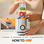 Turelar Blender for Smoothies Portable Personal Blender for Shakes and Smoothies for Kitchen with 2 * 24oz Portable Cups and Extra Lid, Smoothie Maker Machine for Juices, Baby Food, Nutritious Recipe