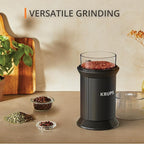 KRUPS Electric Blade Coffee Grinder 1.6 Oz, Adjustable Coarse to Fine for the Perfect Espresso, Grind Coffee Beans, Spices & Herbs, Removable Dishwasher Safe Bowl, Black