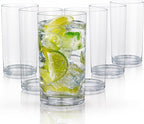 Zulay Kitchen Plastic Drinking Glasses (Set of 6) – 24oz Acrylic Shatterproof Water Cups for Home, Kitchen & Outdoors – Crystal Clear Glass Look – BPA & Lead-Free – Top-Rack Dishwasher Safe