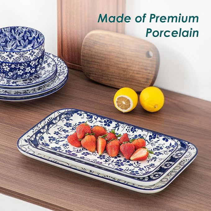 vancasso Porcelain Serving Platters Set of 3, Serving Trays for Party, Serving Dishes for Entertaining, Ceramic Trays for Serving Food, 16"/14"/12" Inch, Series SELENE