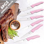 imarku Knife Set with Block, Sharp Knife Set with Built-in Sharpener, Japanese Stainless Steel Kitchen Knife Set with Non-Slip Ergonomic Handle, Dishwasher Safe, Valentine's Day Gifts, 14 PCS, Pink