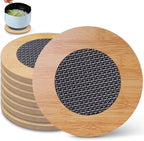 8 Pcs Wooden Trivets Hot Pads for Kitchen,5.7 Inch Trivets with Anti - Slip Mesh for Coffee Mat/Table Mats/Frying Pans/Hot Pot/Bowl/Teapot/(Round)