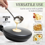 Moss & Stone Cordless Electric Crepe Maker With Auto Power Off, On/Off Switch & Dual Temperature Setting, 8 Inch Portable Crepe Maker & Non-Stick Dipping Plate, Nonstick Coating Pan