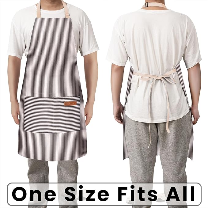 BeLuyi 2 Pack Adjustable Bib Apron with 2 Pockets Chef Cooking Kitchen Restaurant Aprons for Women Men