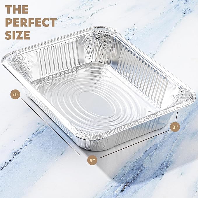 PLASTICPRO 10 Pack Aluminum Pans 9'' X 13" Disposable Pans with Covers Heavy Duty 10 lb Foil Pans for Baking and Cooking