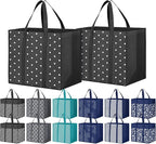 Fab totes 14 Pack Reusable Grocery Bags 35L Large Capacity Waterproof Tote Bags for Shopping and Picnic with Sturdy Handles