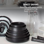 T-fal Ingenio Expertise Non Stick Cookware Set 14 Piece, Induction Oven Broiler Safe 500F, Detachable/Removable Handle, Kitchen, Pots and Pans, RV, Camping, Fry Pans, Saucepans, Dishwasher Safe Black