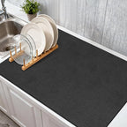 Findosom Dish Drying Mat, 16"x 24" Super Absorbent & Hide Stain Coffee Mat, Cuttable Drying Mat for Kitchen Counter, Coffee Bar Accessories, Under Dish Rack, Coffee Maker, Espresso Machine, Black-2