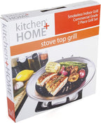 Kitchen + Home Stove Top Smokeless Grill Indoor BBQ, Stainless Steel with Double Coated Non Stick Surface