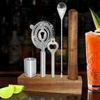 OGGI 6-Piece Slim Bartender Kit - Ideal Bar Cart Accessories, Great Decor and Accessories for the Home Bar, Bartending Kit - Acacia Base & Muddler, Stainless Stirrer, Opener, Jigger, Cocktail Strainer