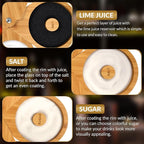 Margarita Salt Rimmer Set, 3 Tier Bamboo Rimmer for Glass Rims, Salt|Sugar|Lime Seasoning for Bloody Mary, Manhattan Tequila Cocktail Drink Accessories for Bartender/Bar (Bamboo Wood With Sponges)