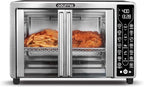 Gourmia French Door Air Fryer – 25 Qt Large Capacity Convection Oven, Fryfroce 360°, Digital Display with 17 Cooking Presets, Bake, Toast, Roast, Dehydrate, Fits 12” Pizza