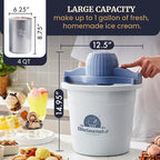 Elite Gourmet 4Qt Electric Ice Cream Maker EIM350 Delicious Homemade Ice Cream, Gelato, Sorbet, Frozen Yogurt, 4Qt Aluminum Freezing Cannister, Durable Plastic Ice Bucket, Powerful 50W, Periwinkle