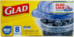 Glad GladWare Mini Round Food Storage Containers with Lids, Small BPA Free Reusable Plastic Snack Containers with Lock Tight Seal for Lunch, Portion Control, and On the Go, 4 Oz, 8 Count - 12 Pack
