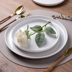 AmorArc Ceramic Dinnerware Sets for 4, 12 Pieces Handpainted Plates and Bowls Set with Rustic Terracotta Underside, Scratch Resistant Stoneware Dishes Set, Dishwasher & Microwave Safe, White