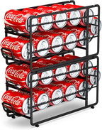 CANYAVE Soda Can Organizer Storage Rack, 2 Pack Stackable Beverage Soda Can Dispenser Organizer Holder for Refrigerator, Cabinet, Pantry (Black)